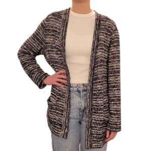 Studio Works Women's blue/white marled‎ cardigan size Large